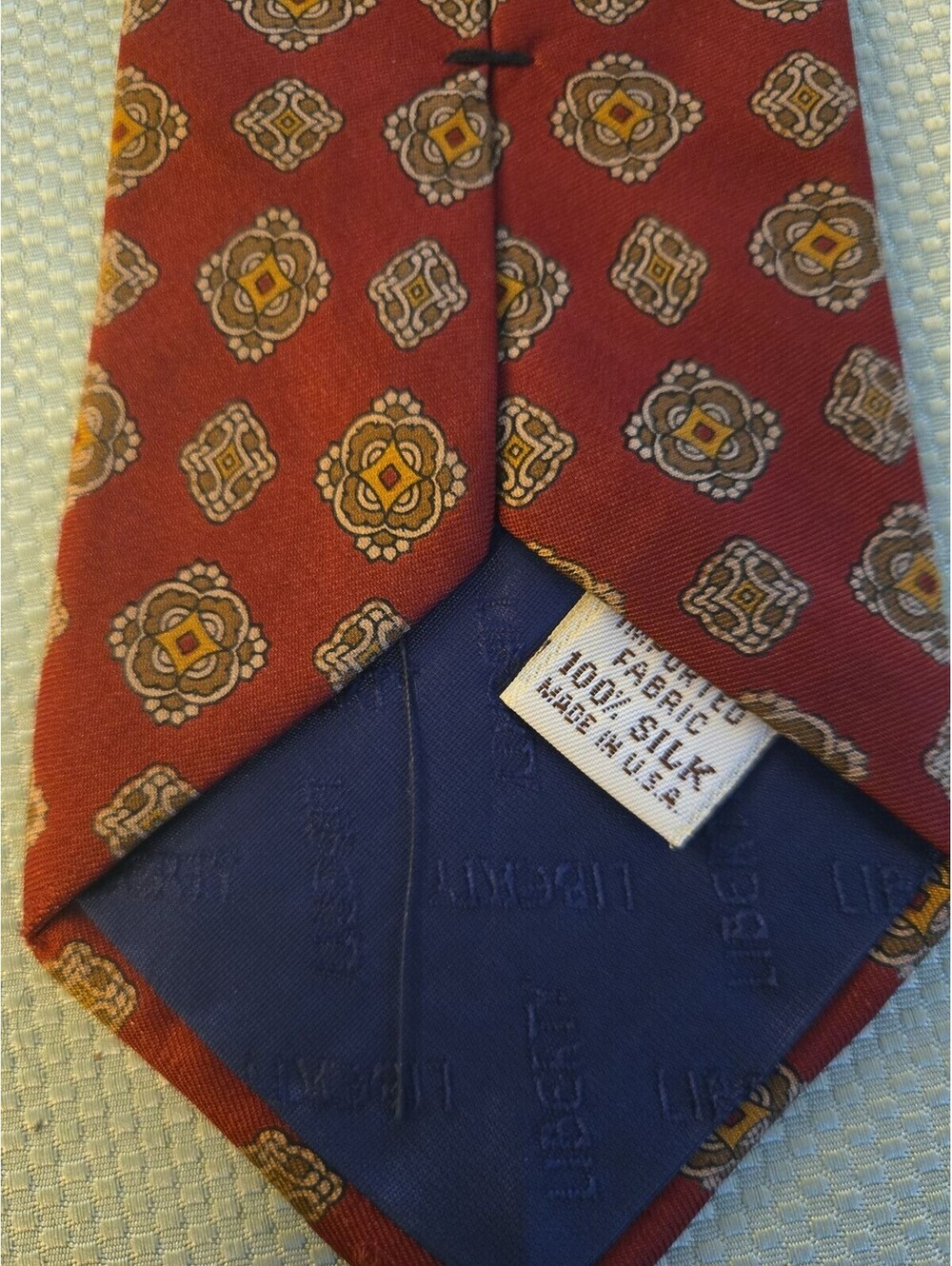 Vintage Liberty of London Silk Tie Burgundy Medallion Pattern - Picture 3 of 5